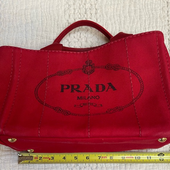 Prada Red Canapa Bag, 11 inch wide c 7 inch high. - Picture 8 of 12
